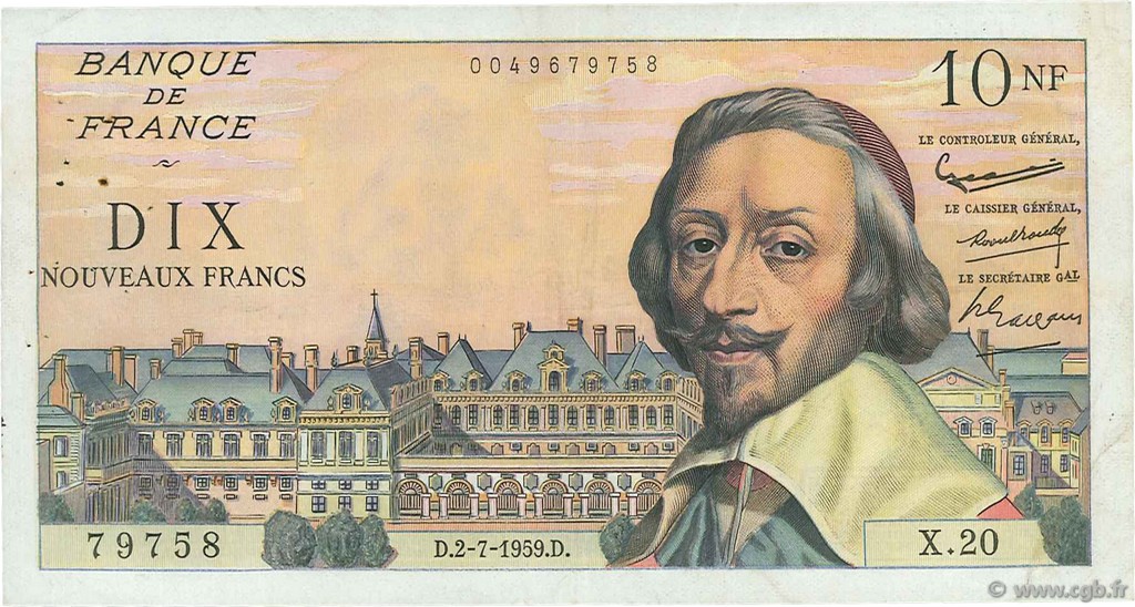 10 Nouveaux Francs RICHELIEU FRANKREICH  1959 F.57.02 SS