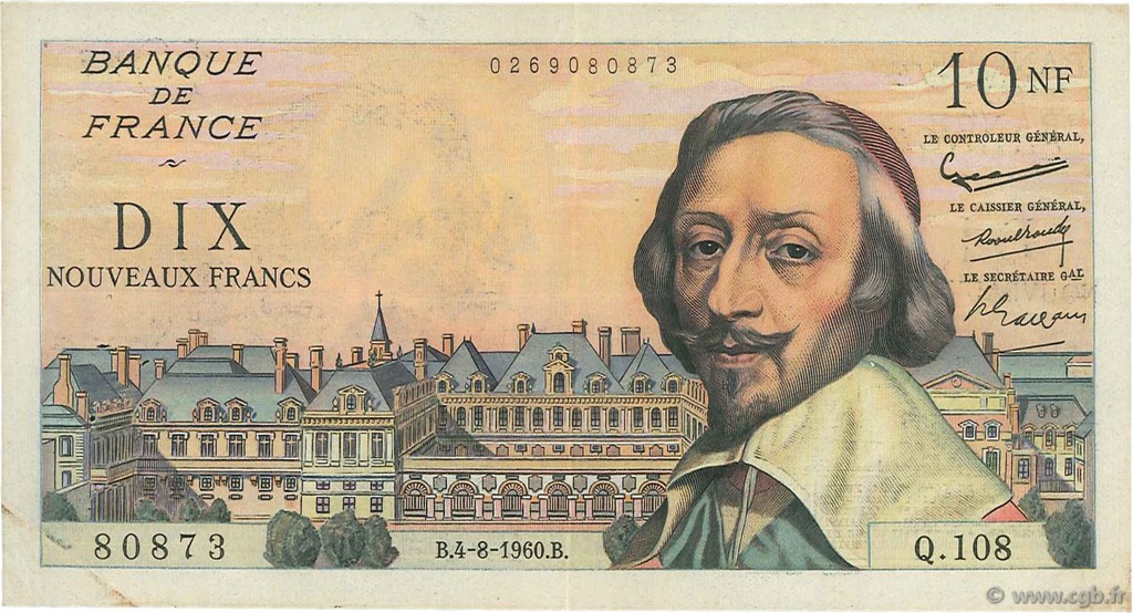 10 Nouveaux Francs RICHELIEU FRANCIA  1960 F.57.09 BB