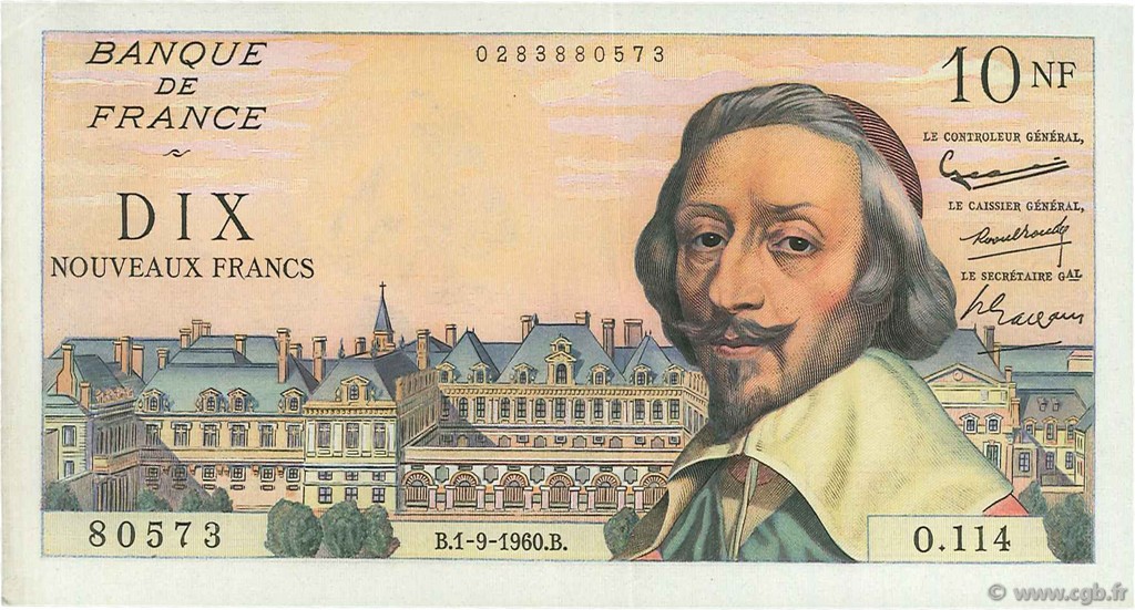 10 Nouveaux Francs RICHELIEU FRANCIA  1960 F.57.10 q.SPL