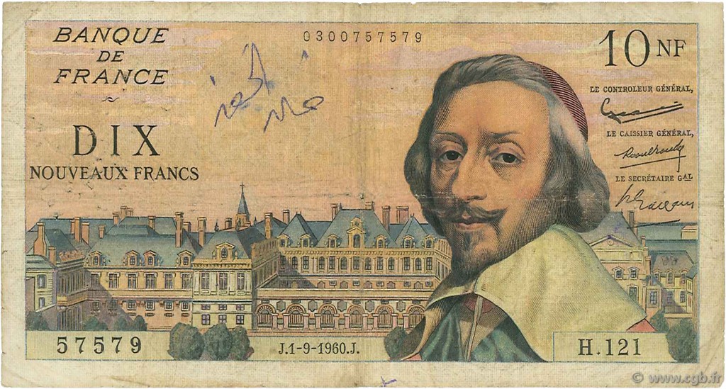 10 Nouveaux Francs RICHELIEU FRANCIA  1960 F.57.10 RC