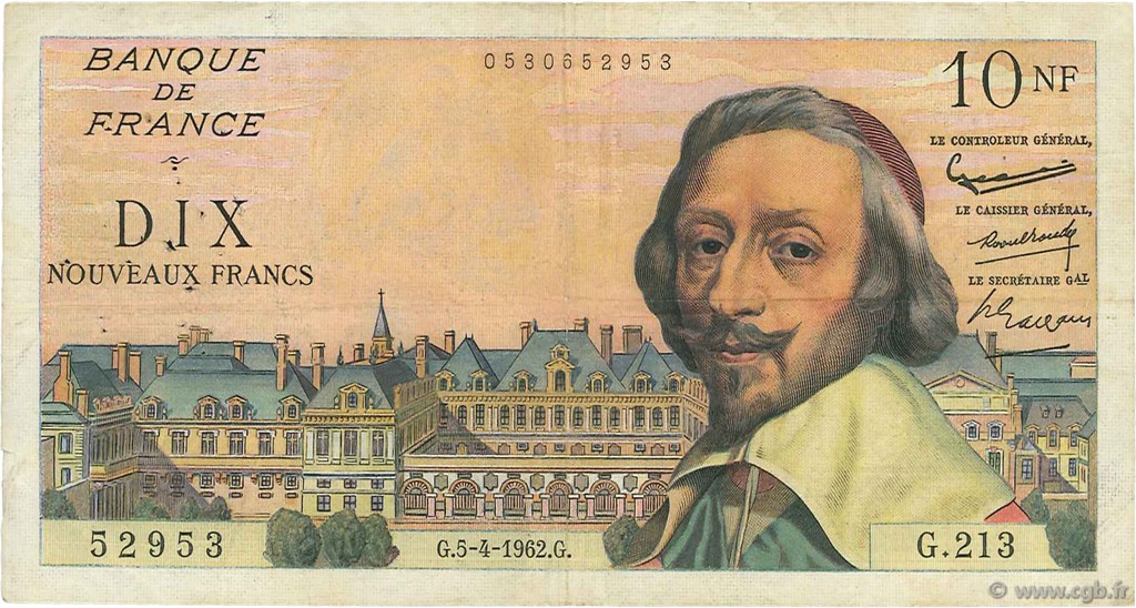 10 Nouveaux Francs RICHELIEU FRANKREICH  1962 F.57.18 S