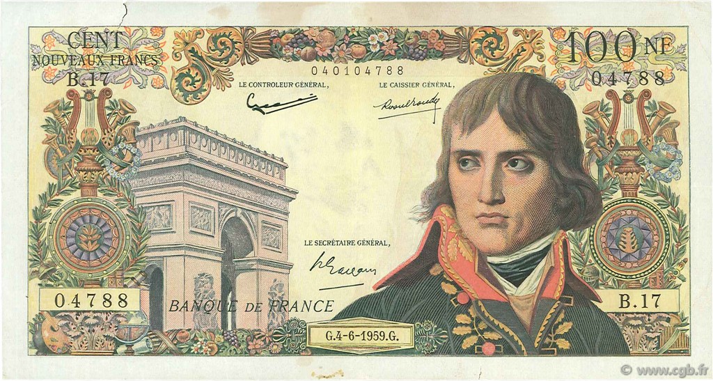 100 Nouveaux Francs BONAPARTE FRANCE  1959 F.59.02 VF-