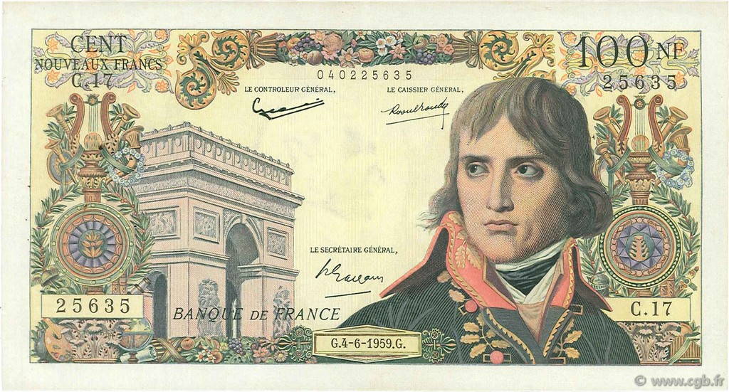100 Nouveaux Francs BONAPARTE FRANKREICH  1959 F.59.02 SS