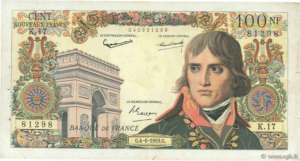 100 Nouveaux Francs BONAPARTE FRANKREICH  1959 F.59.02 S