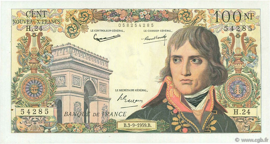 100 Nouveaux Francs BONAPARTE FRANCE  1959 F.59.03 VF+