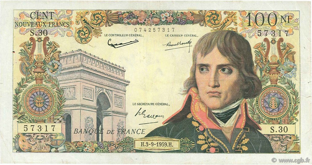 100 Nouveaux Francs BONAPARTE FRANCIA  1959 F.59.03 q.MB