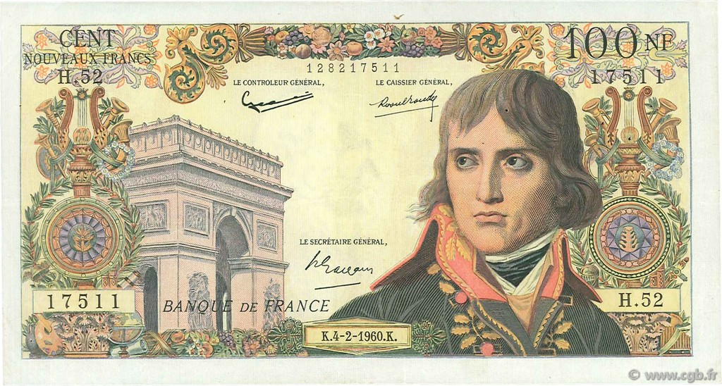 100 Nouveaux Francs BONAPARTE FRANCIA  1960 F.59.05 MBC
