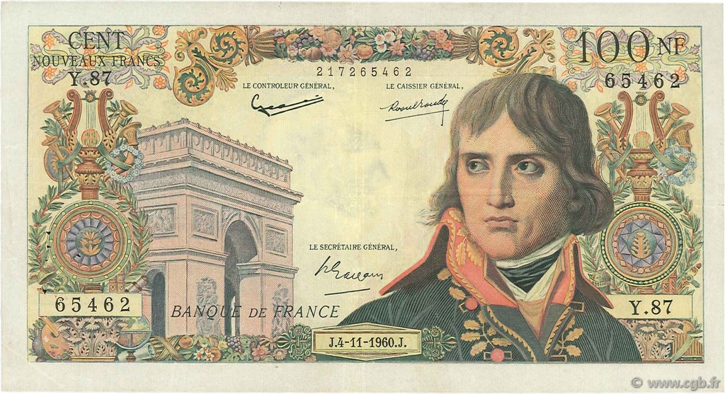 100 Nouveaux Francs BONAPARTE FRANCIA  1960 F.59.08 q.BB
