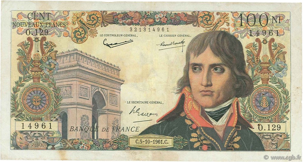 100 Nouveaux Francs BONAPARTE FRANCIA  1961 F.59.12 BC