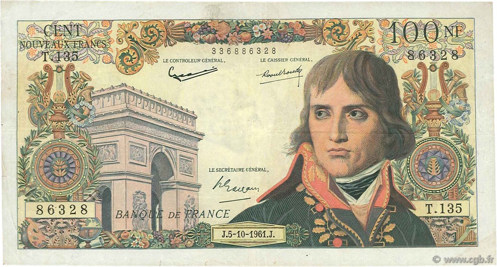 100 Nouveaux Francs BONAPARTE FRANCIA  1961 F.59.12 BC