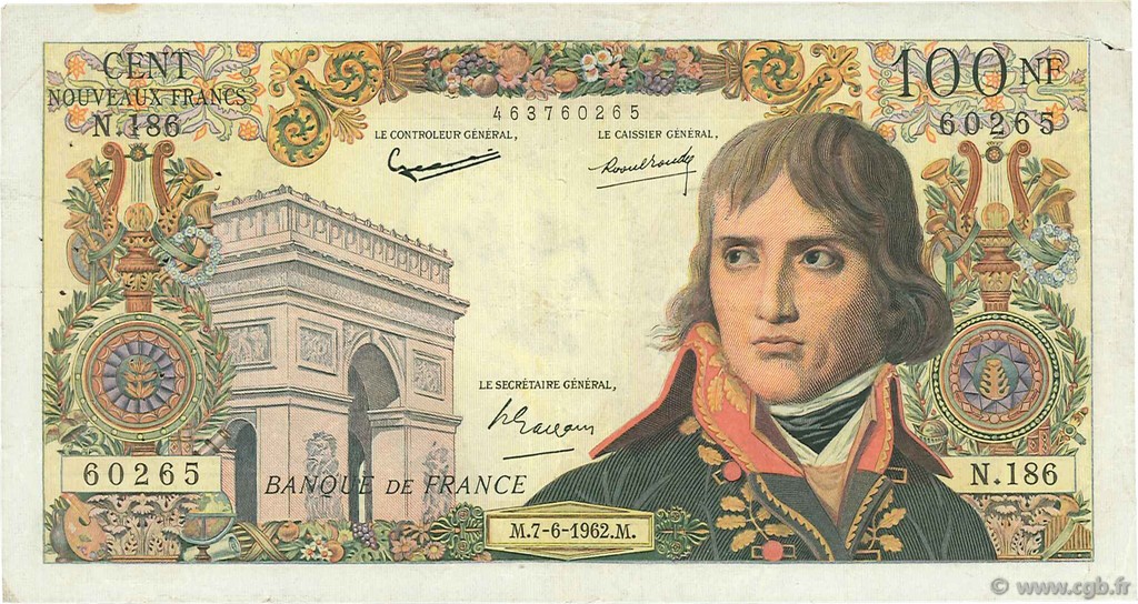 100 Nouveaux Francs BONAPARTE FRANCIA  1962 F.59.16 BC
