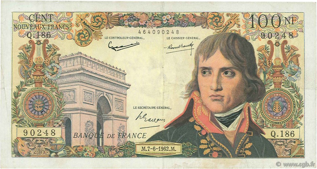 100 Nouveaux Francs BONAPARTE FRANCE  1962 F.59.16 VF