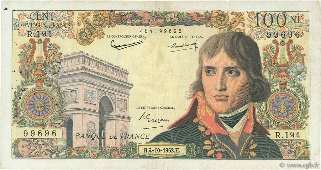 100 Nouveaux Francs BONAPARTE FRANCIA  1962 F.59.17 BC