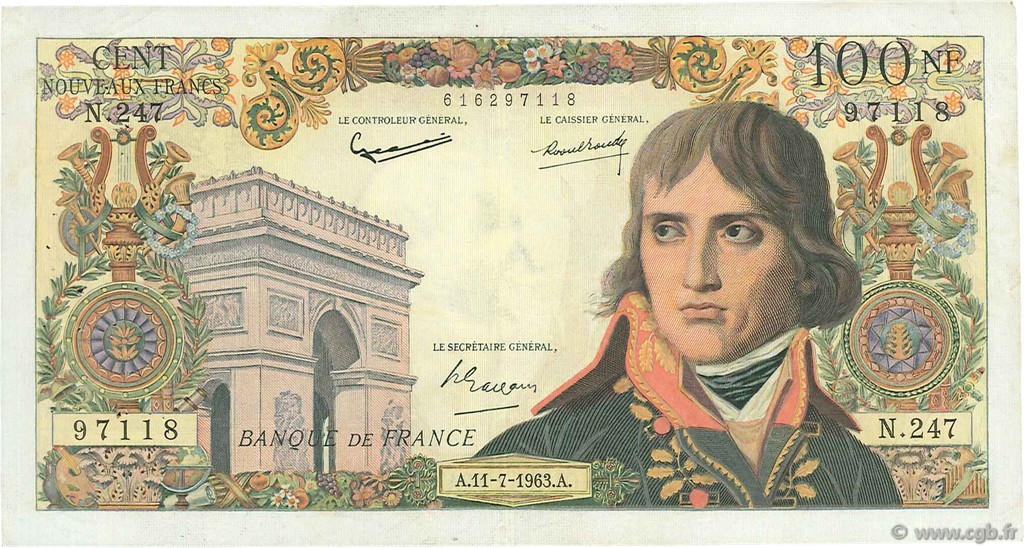 100 Nouveaux Francs BONAPARTE FRANKREICH  1963 F.59.22 SS