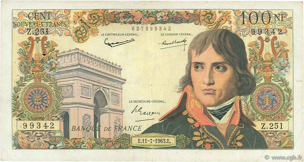 100 Nouveaux Francs BONAPARTE FRANCIA  1963 F.59.22 BC