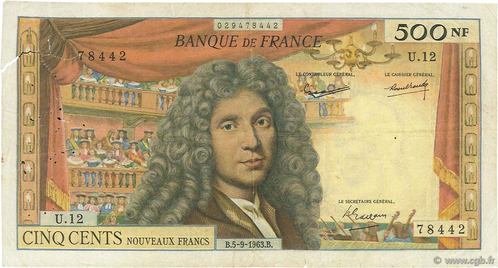 500 Nouveaux Francs MOLIÈRE FRANCIA  1963 F.60.05 MB