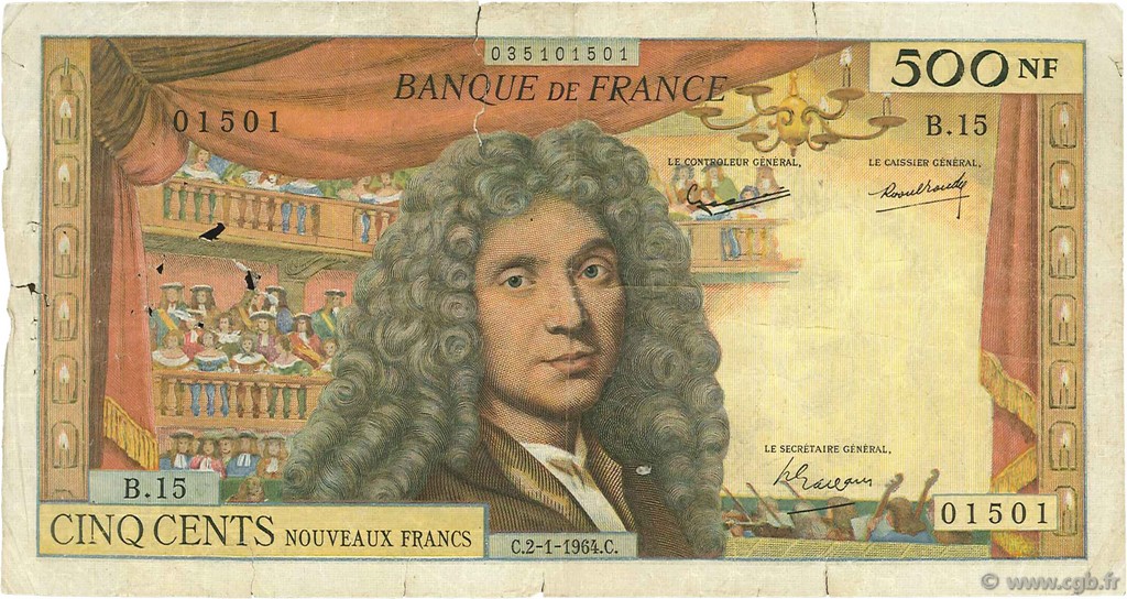 500 Nouveaux Francs MOLIÈRE FRANKREICH  1964 F.60.06 fS