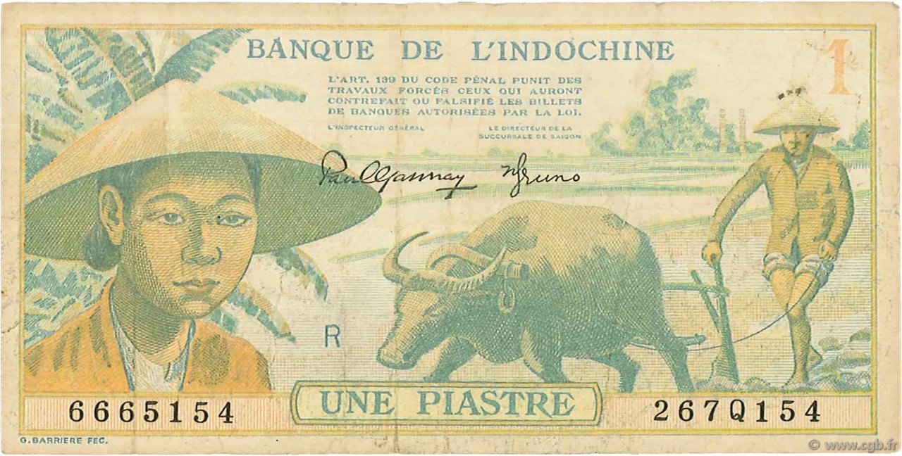 1 Piastre FRENCH INDOCHINA  1942 P.074 VF