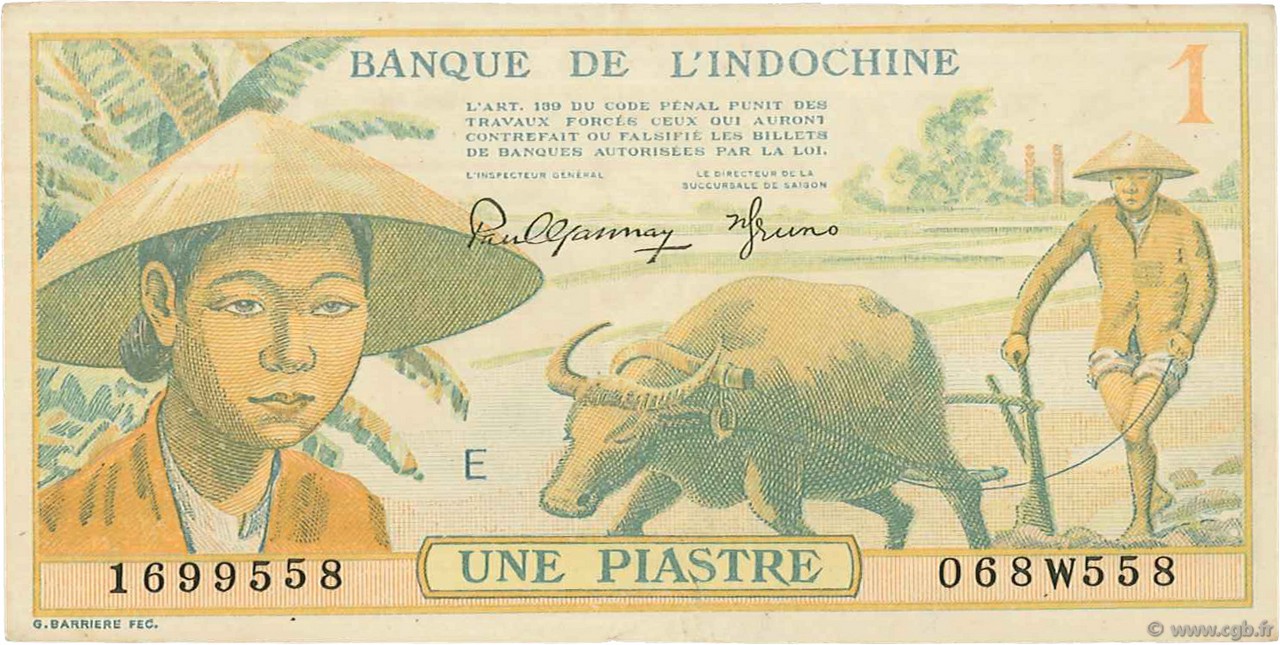 1 Piastre INDOCINA FRANCESE  1942 P.074 SPL
