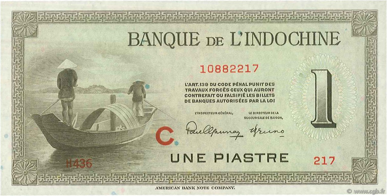 1 Piastre FRANZÖSISCHE-INDOCHINA  1945 P.076b ST