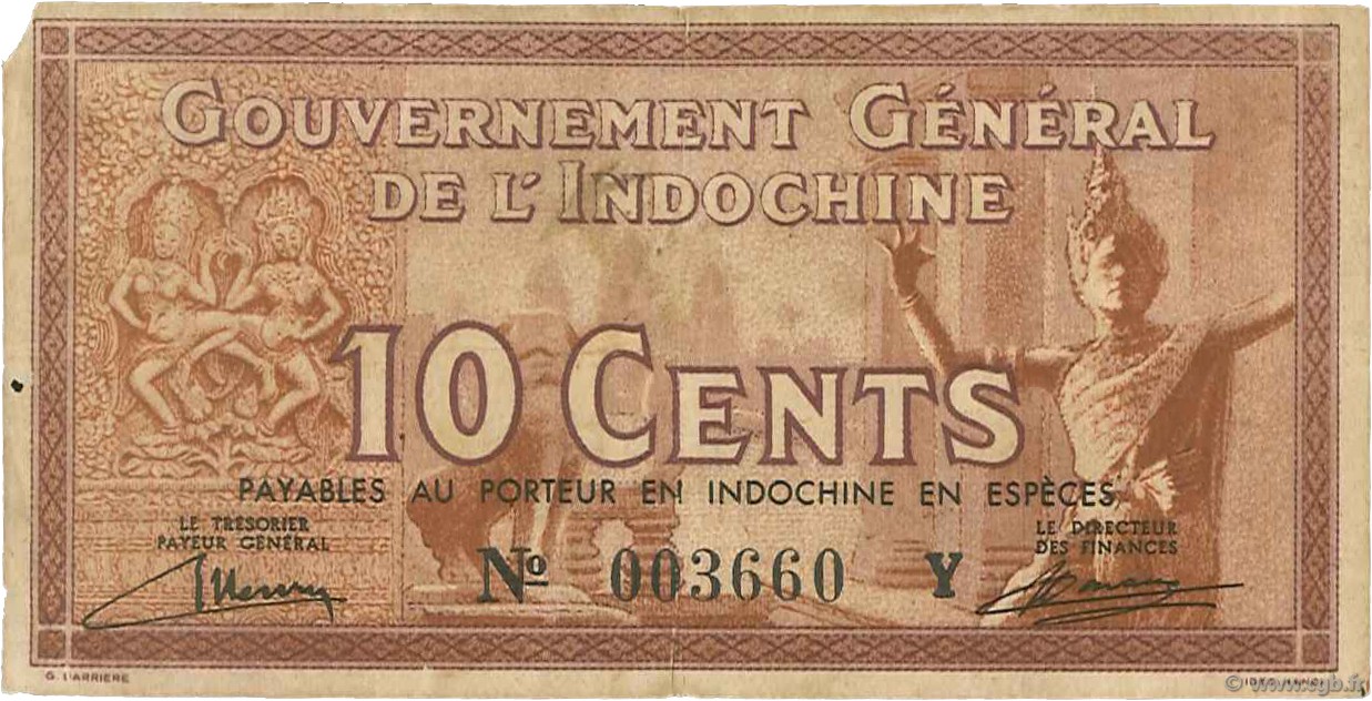 10 Cents INDOCHINA  1939 P.085b BC