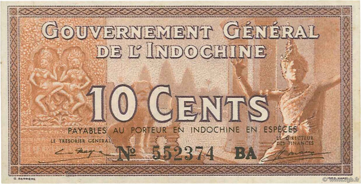 10 Cents INDOCHINA  1939 P.085c FDC