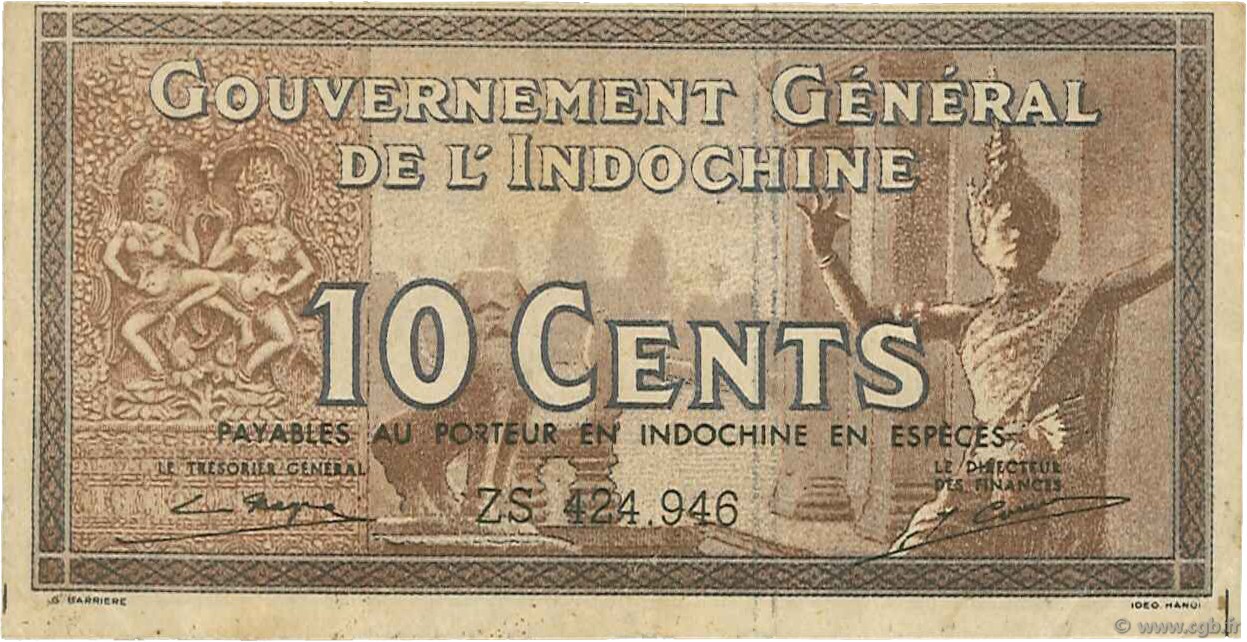 10 Cents FRENCH INDOCHINA  1939 P.085d VF