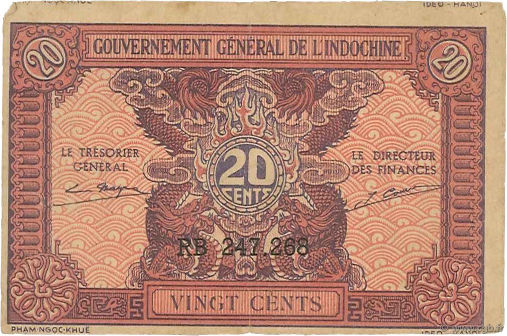 20 Cents FRANZÖSISCHE-INDOCHINA  1942 P.090 SS