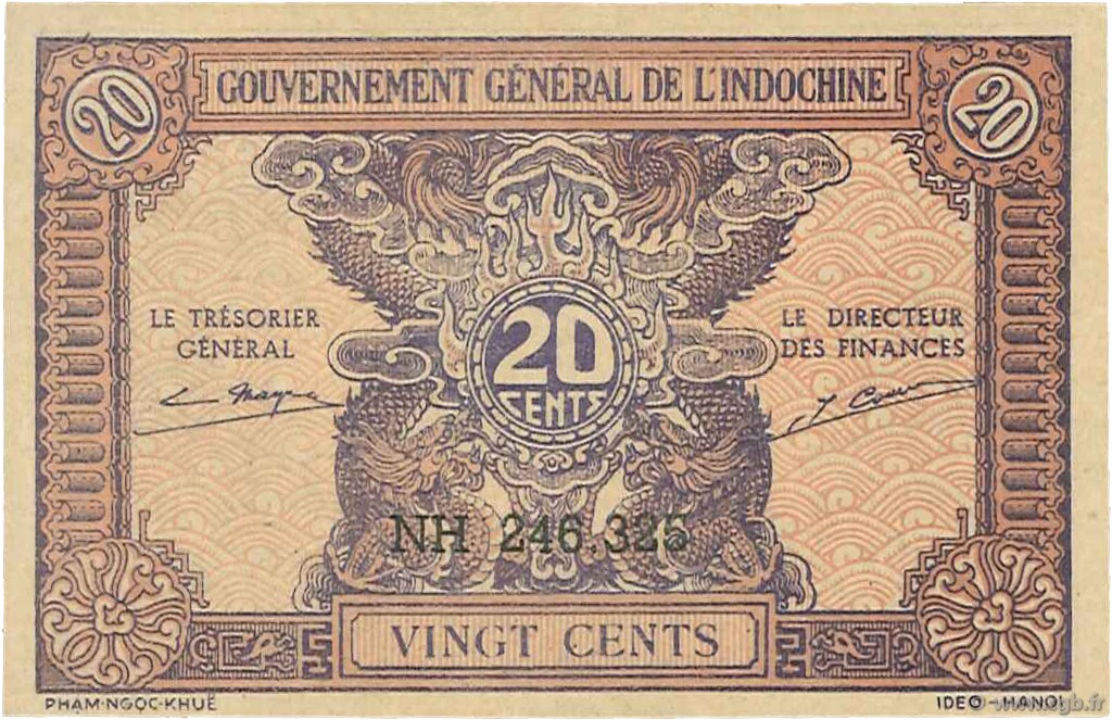 20 Cents FRANZÖSISCHE-INDOCHINA  1942 P.090 fST+