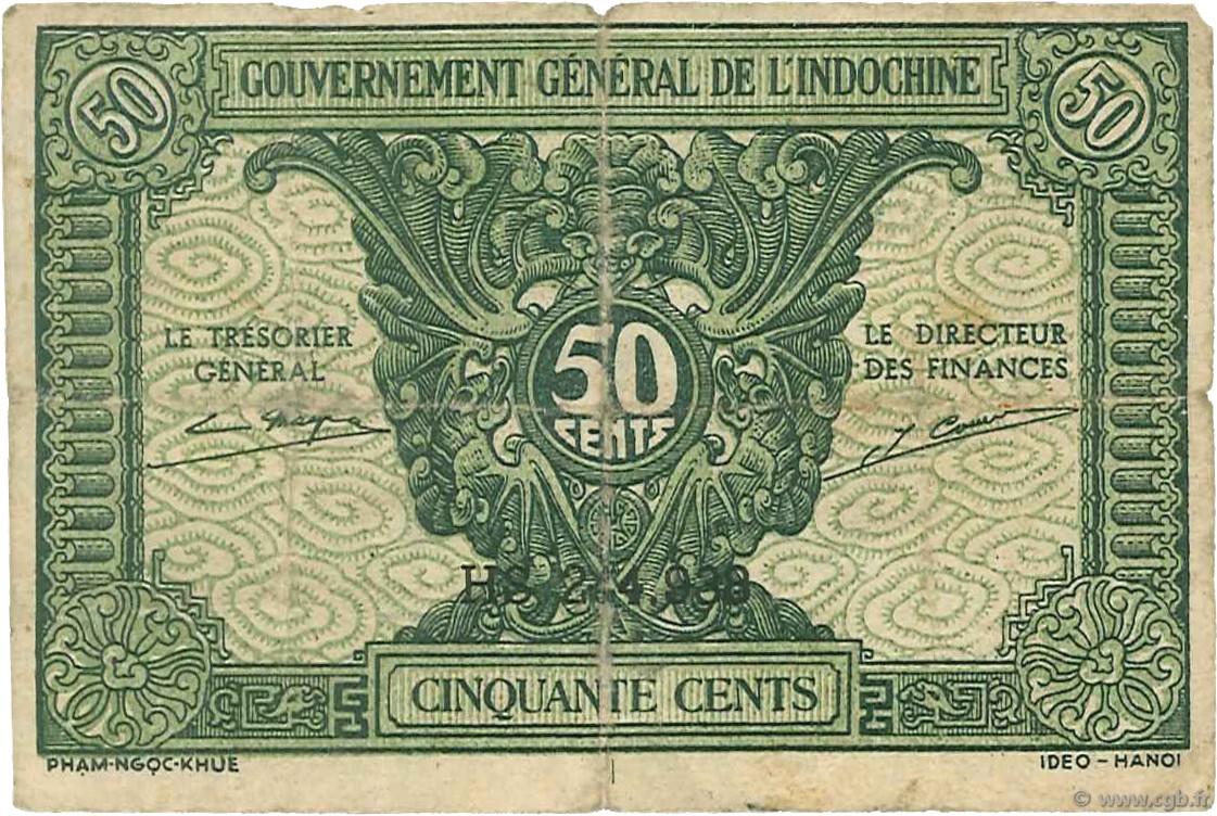 50 Cents FRENCH INDOCHINA  1942 P.091a G