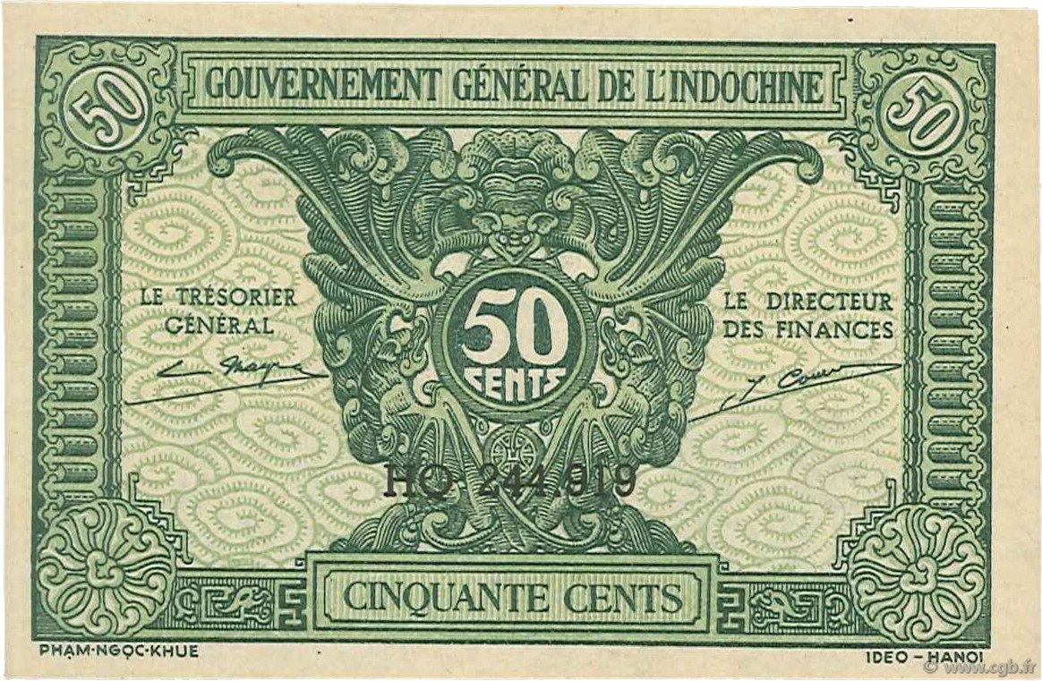 50 Cents INDOCINA FRANCESE  1942 P.091a AU