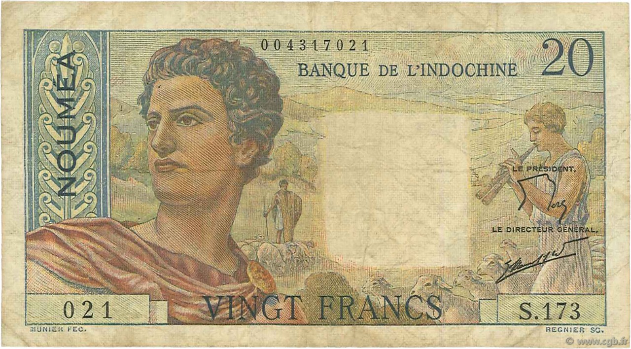 20 Francs NEW CALEDONIA  1954 P.50c F