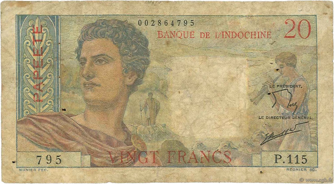 20 Francs TAHITI  1963 P.21c G