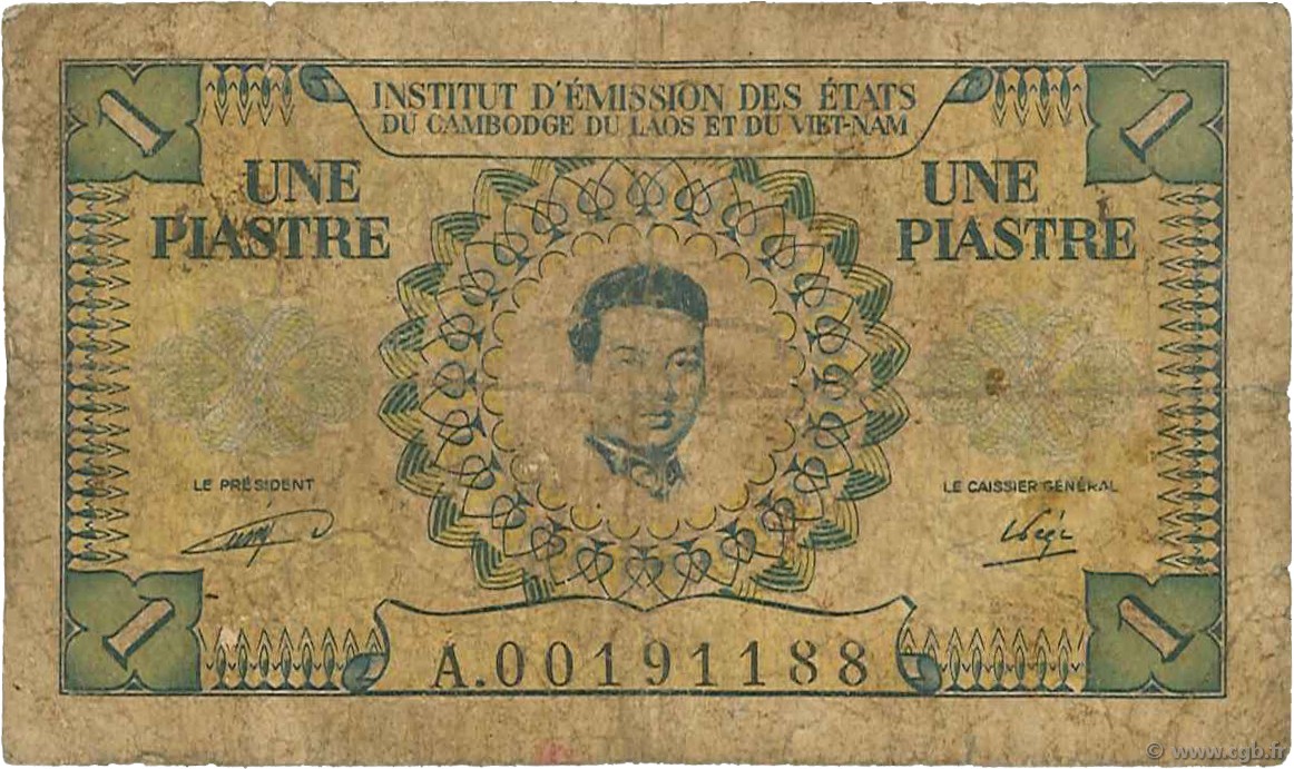 1 Piastre - 1 Riel FRENCH INDOCHINA  1953 P.093 P