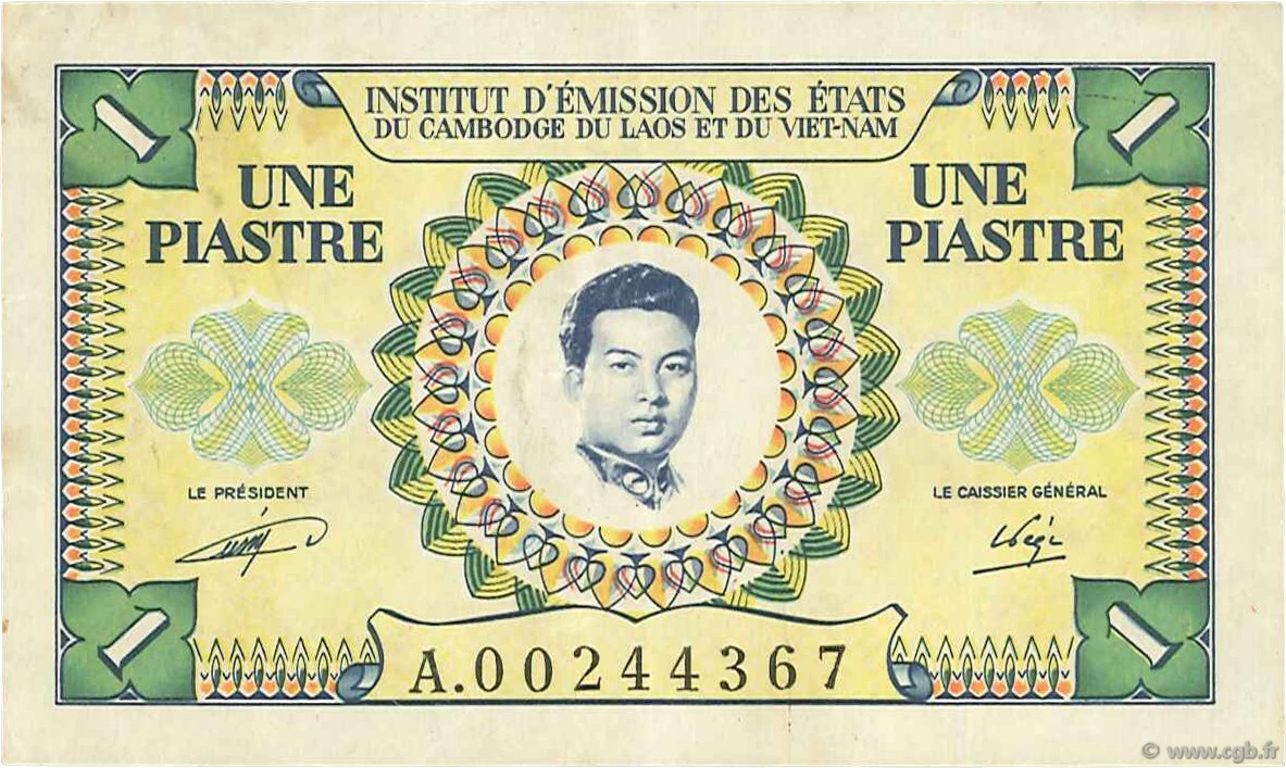 1 Piastre - 1 Riel FRENCH INDOCHINA  1953 P.093 VF+