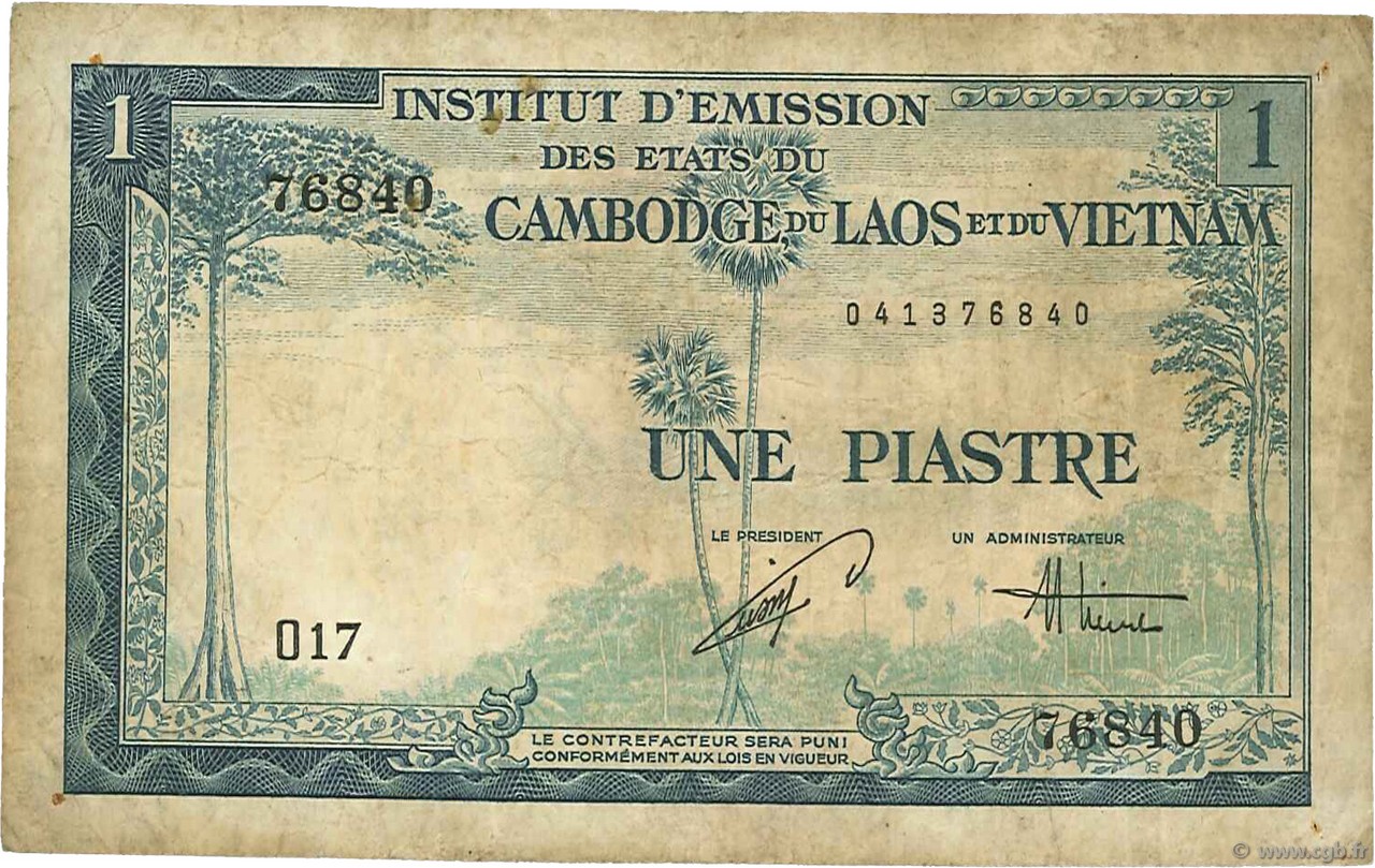 1 Piastre - 1 Dong INDOCHINA  1954 P.105 RC