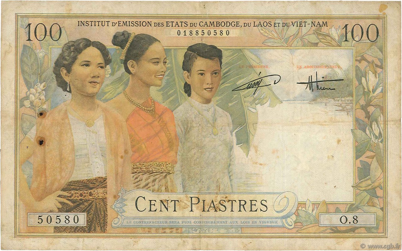 100 Piastres - 100 Dong INDOCHINA  1954 P.108 RC