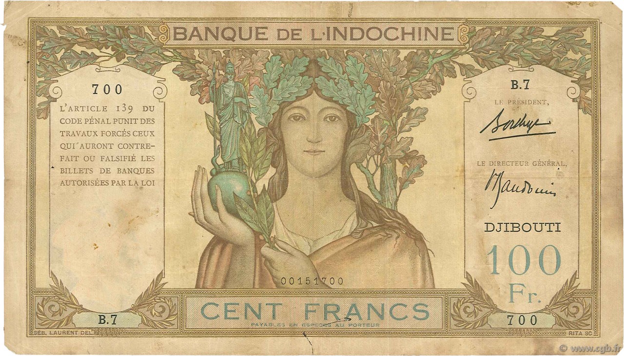 100 Francs DSCHIBUTI   1931 P.08 SGE