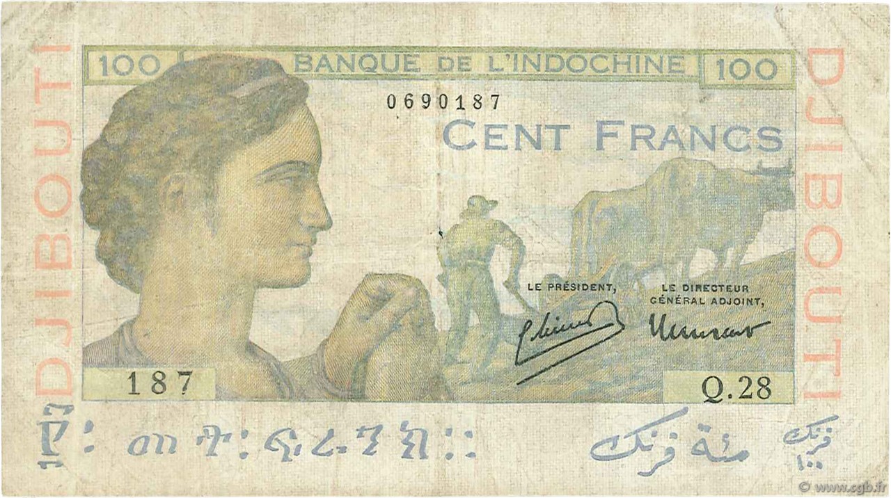 100 Francs DJIBOUTI  1946 P.19A F