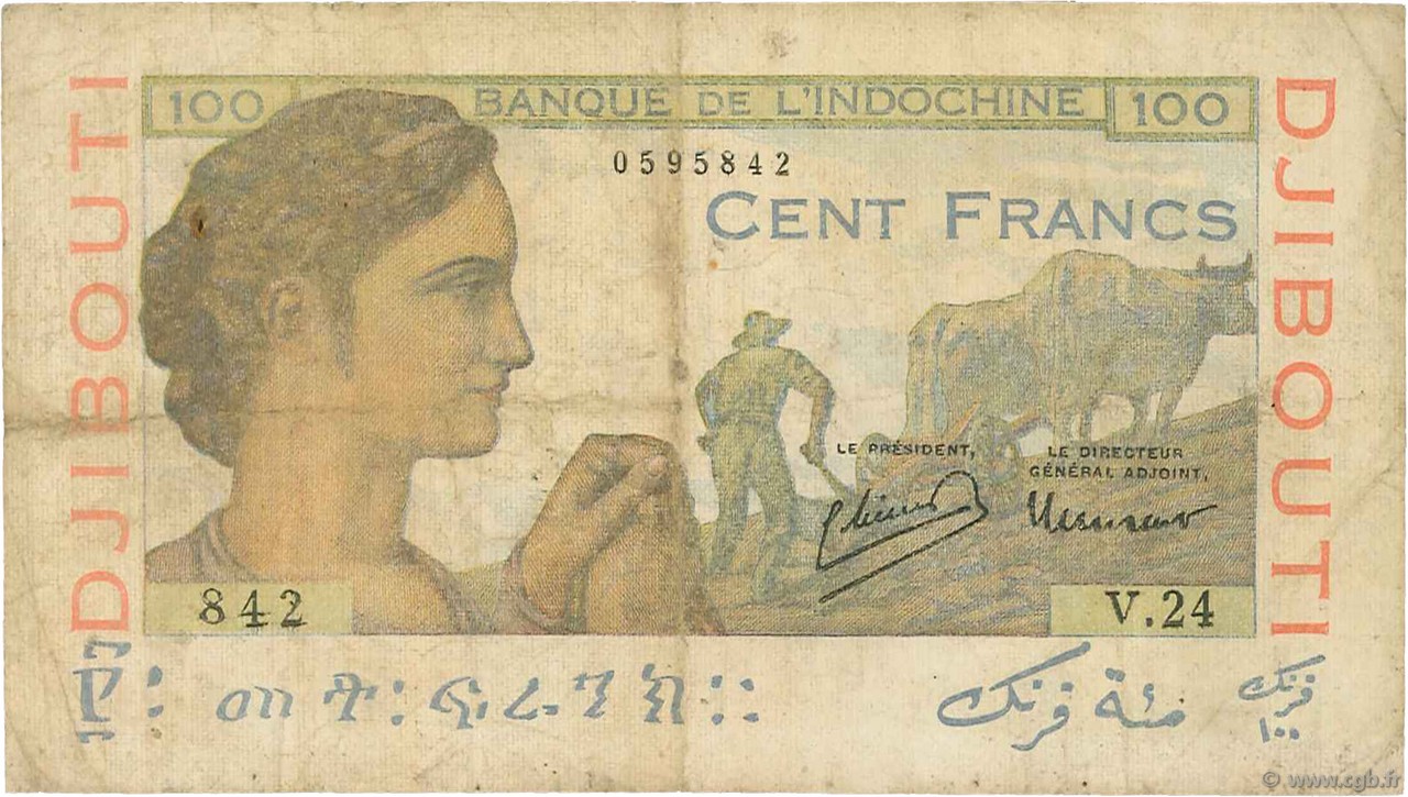 100 Francs YIBUTI  1946 P.19A BC