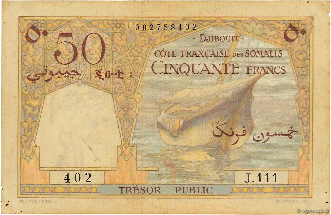 50 Francs DJIBOUTI  1952 P.25 F