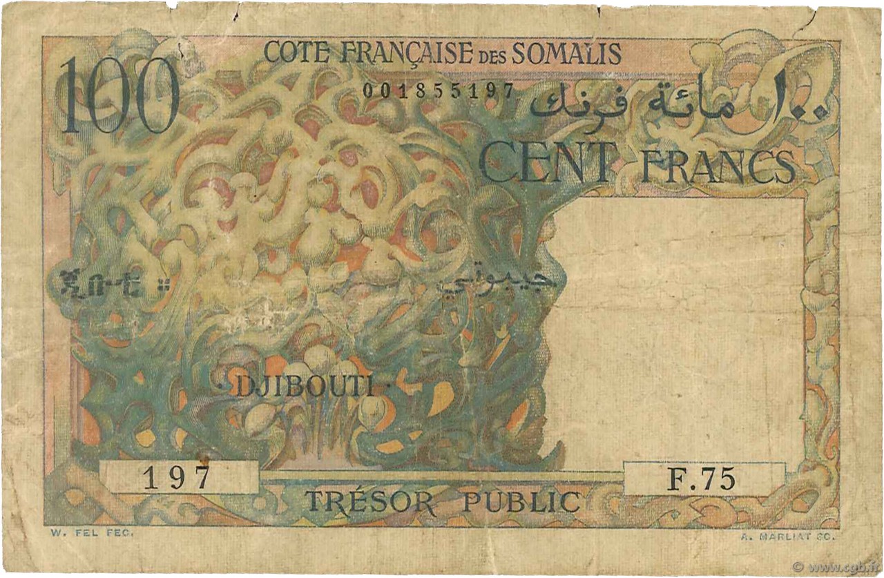 100 Francs DJIBOUTI  1952 P.26 G