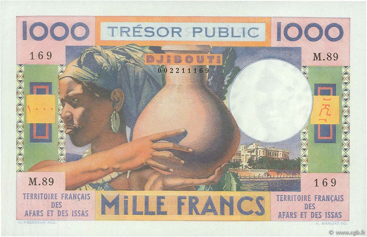 1000 Francs  AFARS AND ISSAS  1974 P.32 UNC-