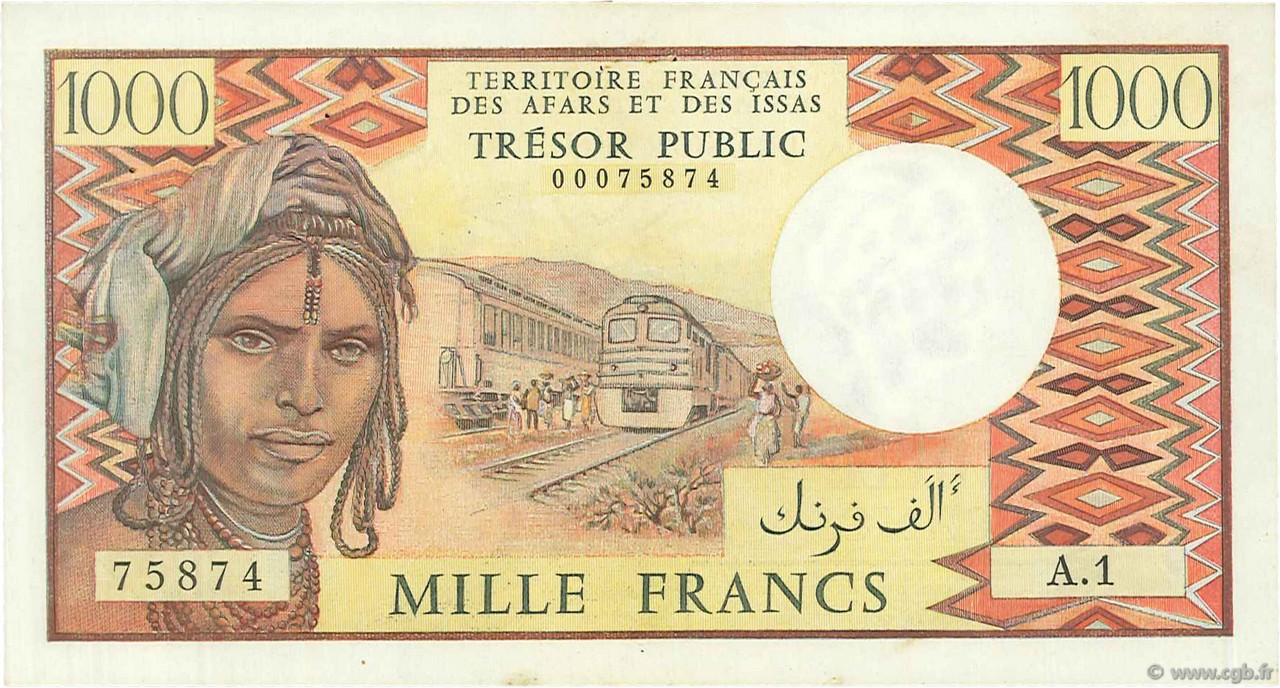 1000 Francs FRENCH AFARS AND ISSAS  1975 P.34 XF