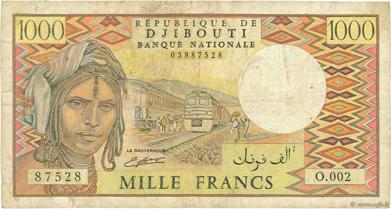 1000 Francs DJIBOUTI  1991 P.37c G