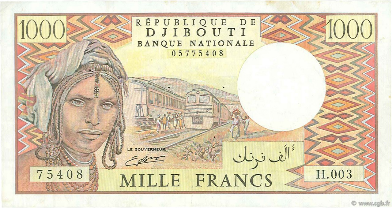 1000 Francs DJIBOUTI  1991 P.37d VF