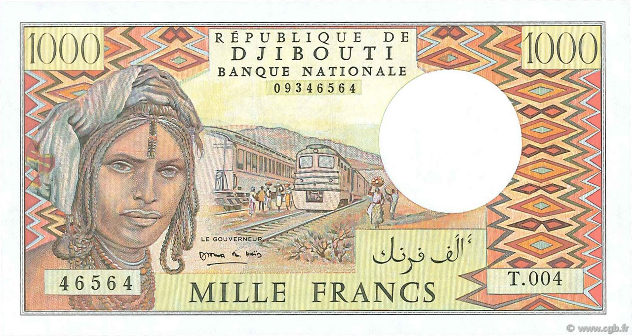 1000 Francs DJIBUTI  1991 P.37e AU