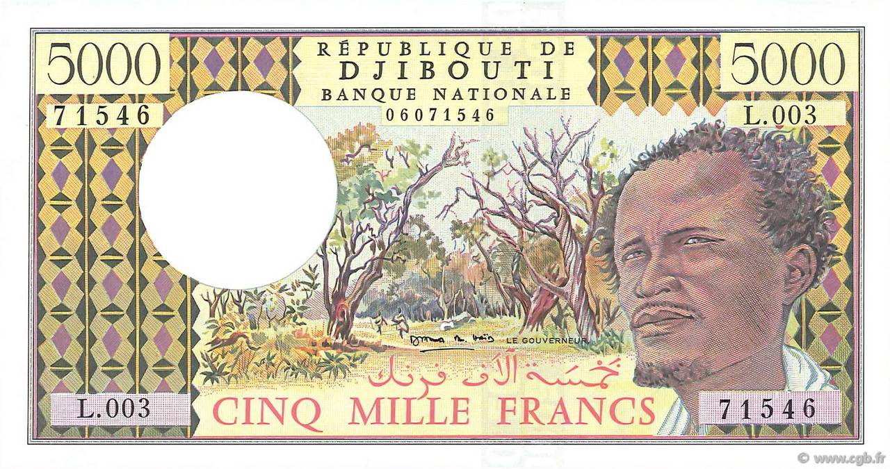 5000 Francs DJIBOUTI  1991 P.38d UNC