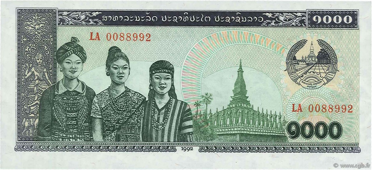 1000 Kip LAOS  1992 P.32a UNC