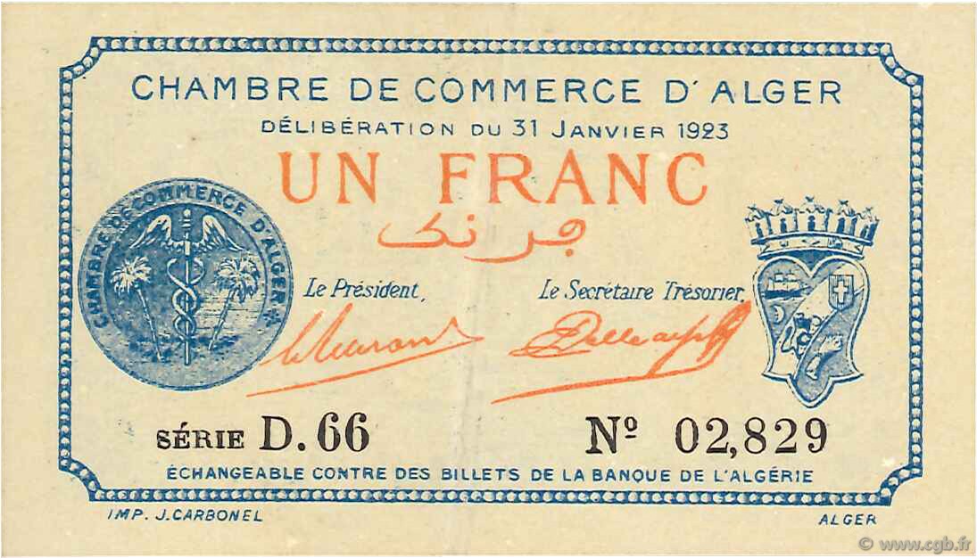 1 Franc ALGERIA Alger 1923 JP.137.26 SPL